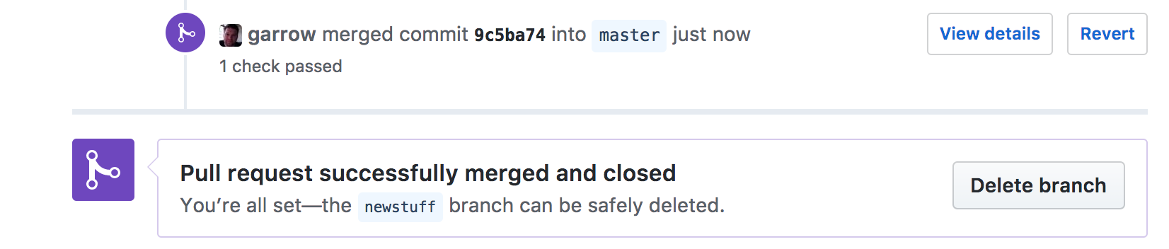 git delete branch error not y merged